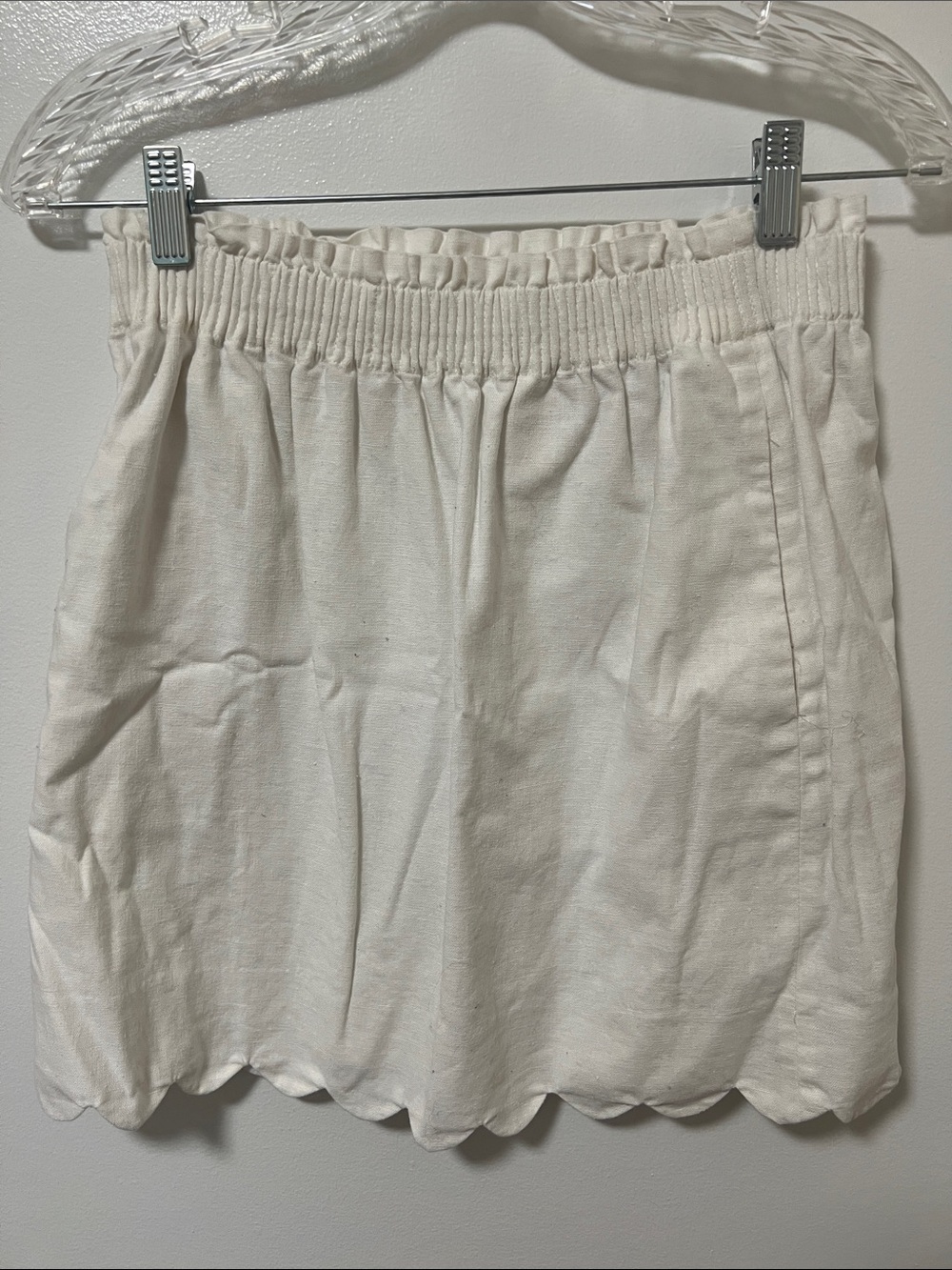 J. Crew Cream Scalloped Hem Mini Skirt